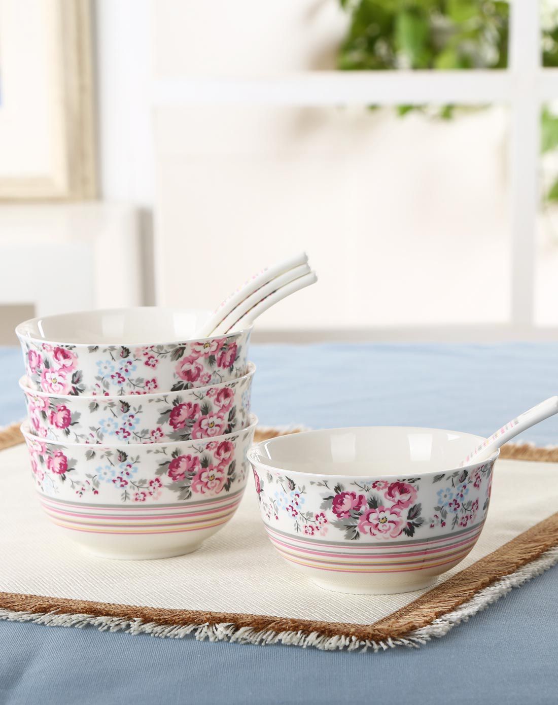 浪漫情趣系列骨玉瓷碗勺8件套