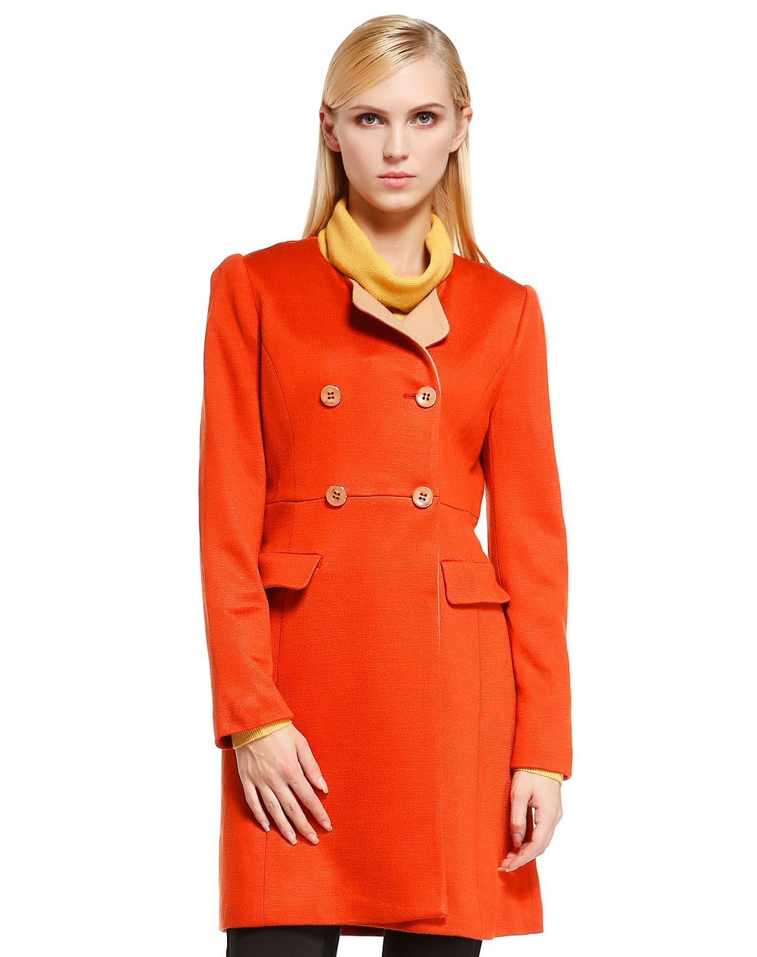 暗橙色斯文简约长袖外套