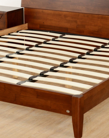 华日家居胡桃楸木1.8米实木排骨架床