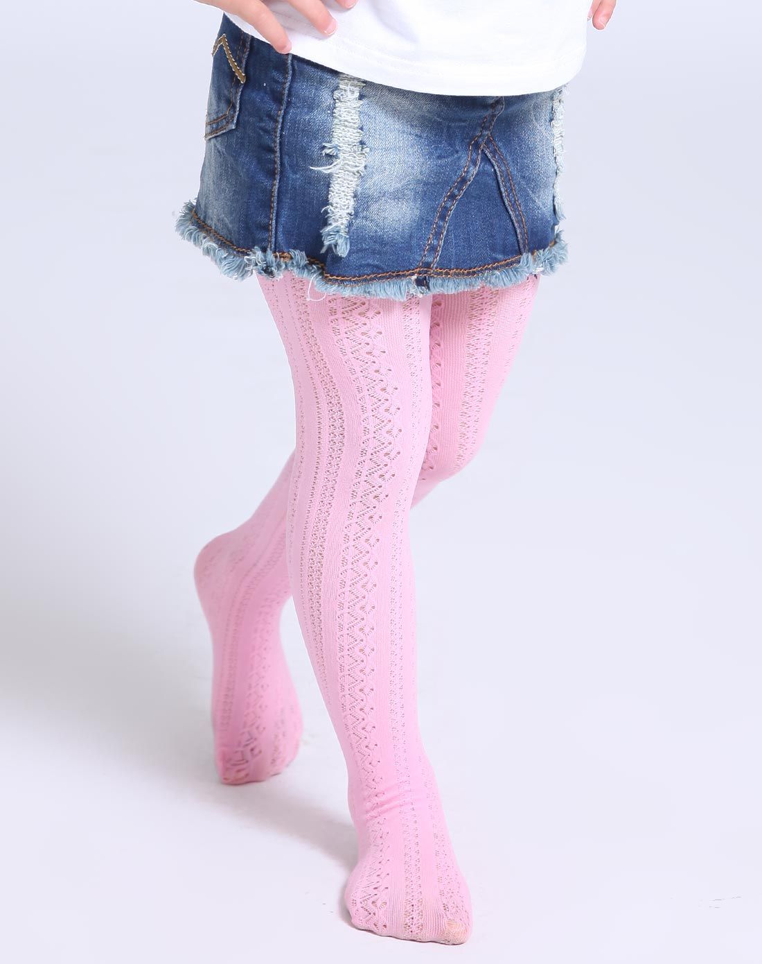 笛莎 女童粉红公主镂空连裤袜