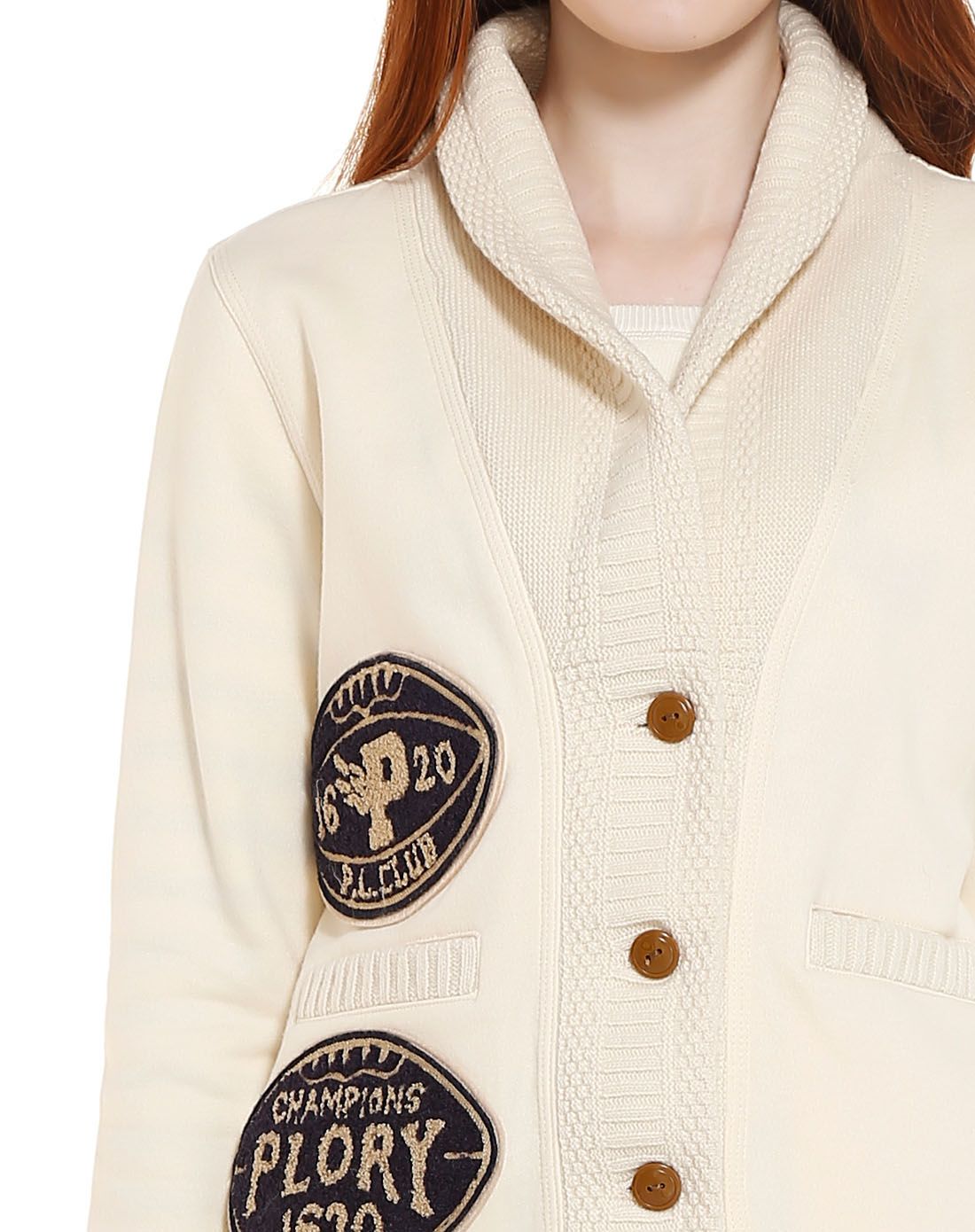 衣恋旗下plory男女装女款浅奶黄色时髦俏丽长袖外套pomw549f0639_唯品