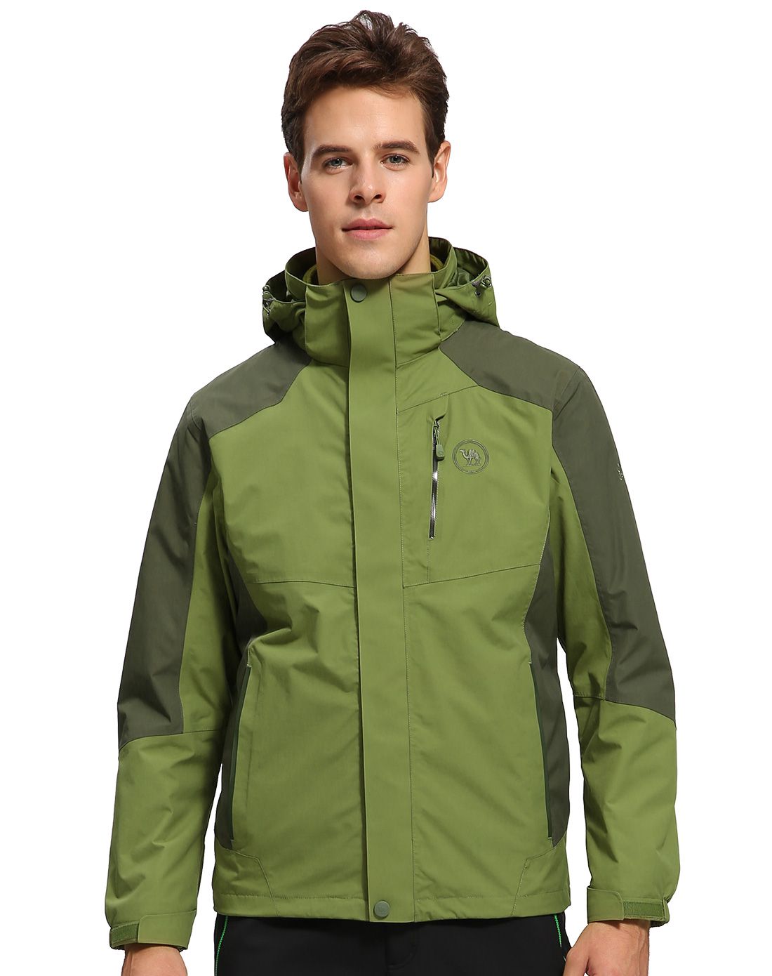 休闲连帽防风防水保暖 男款军绿/暗苔绿色冲锋衣