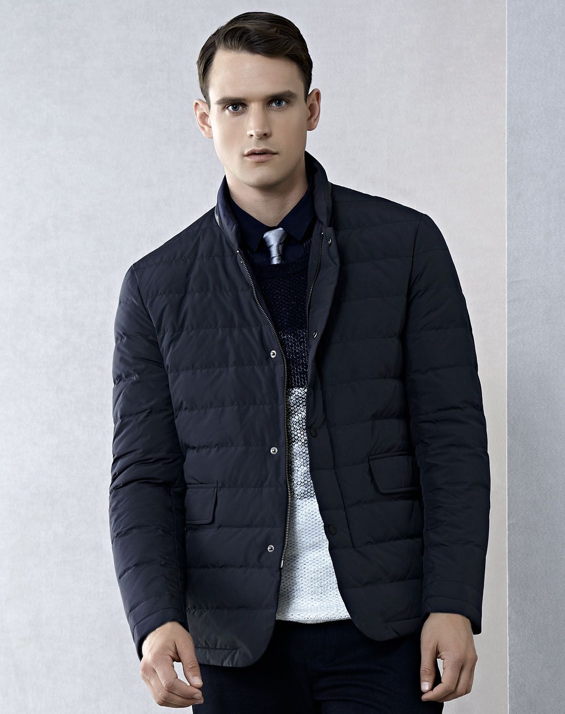 威可多vicutu蓝标标准版型藏蓝色轻薄商务羽绒服vbs99472156_唯品会