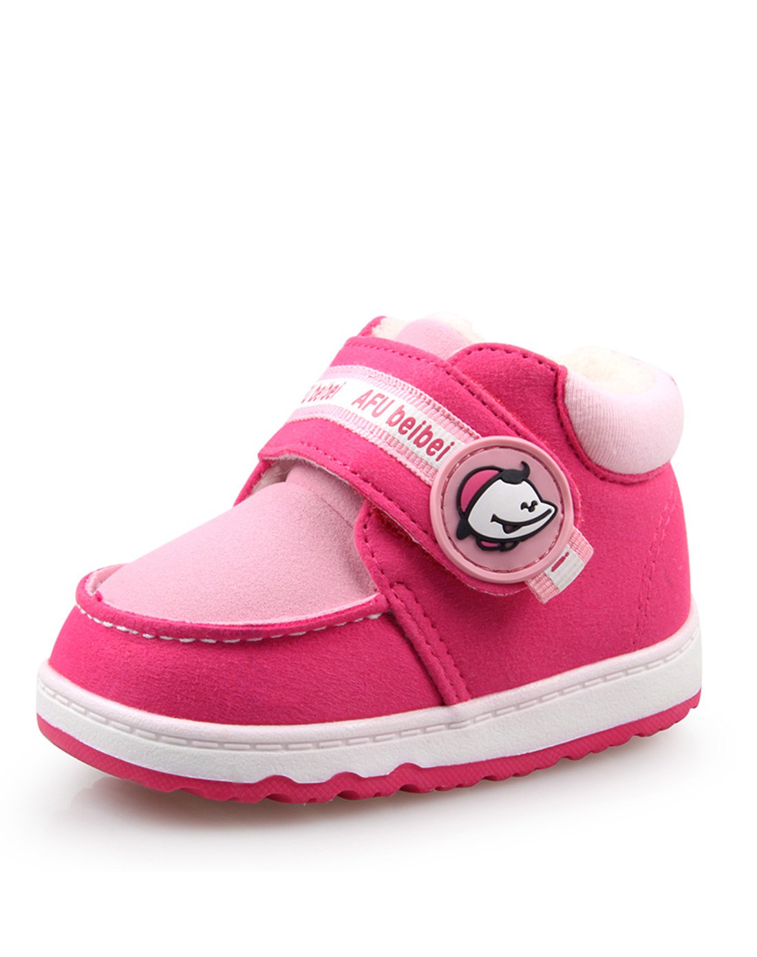 阿福贝贝afubeibei男女童鞋专场1-5岁宝宝深冬加毛粉红/梅红保暖棉鞋
