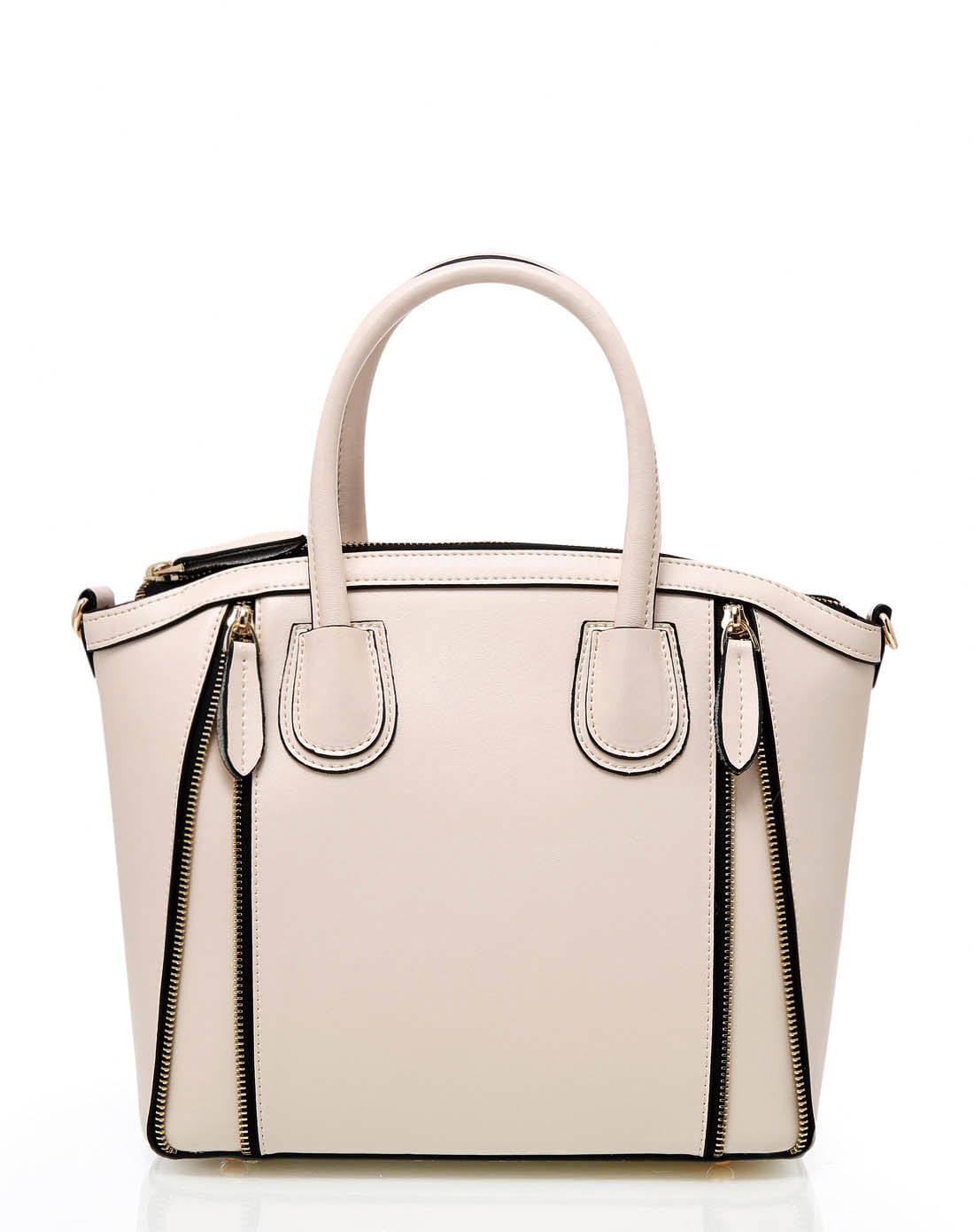 女款韩版定型白色通勤牛皮手拎单肩包