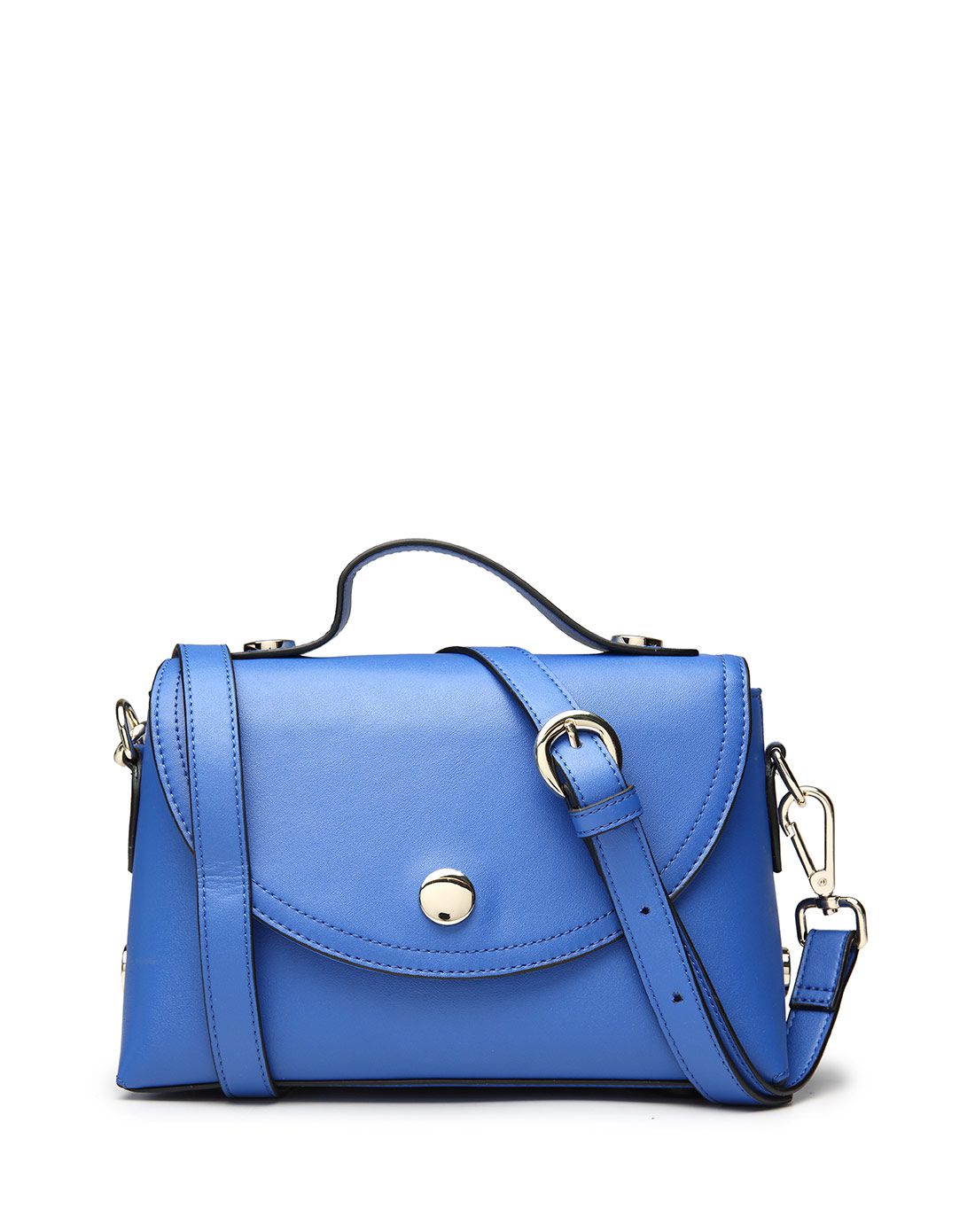 青春靓丽深蓝色牛皮手提单肩斜挎女包