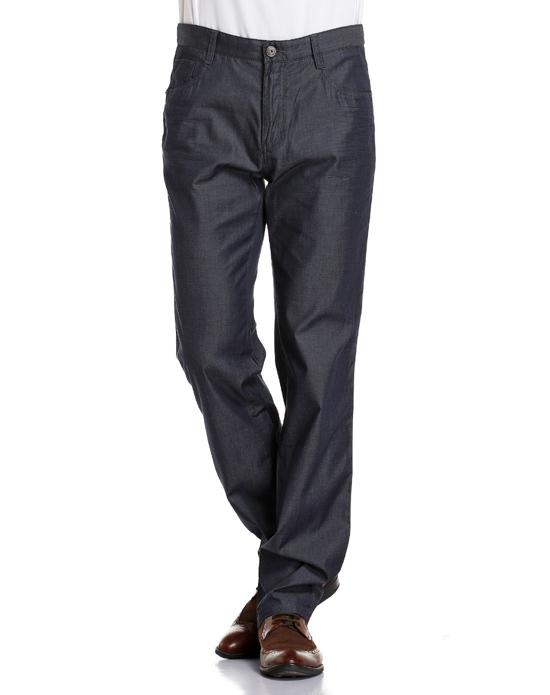 蓝灰色休闲简洁中腰牛仔裤