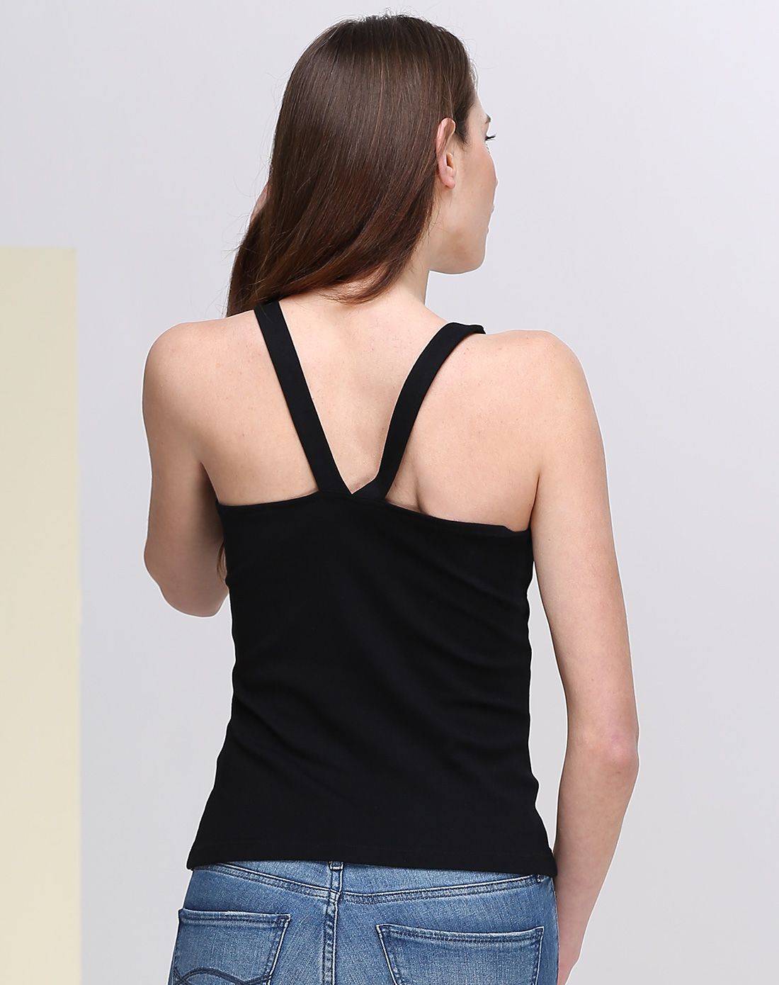 de verli内衣专场黑色美国棉细螺纹款2面穿优雅休闲女吊带背心d1812