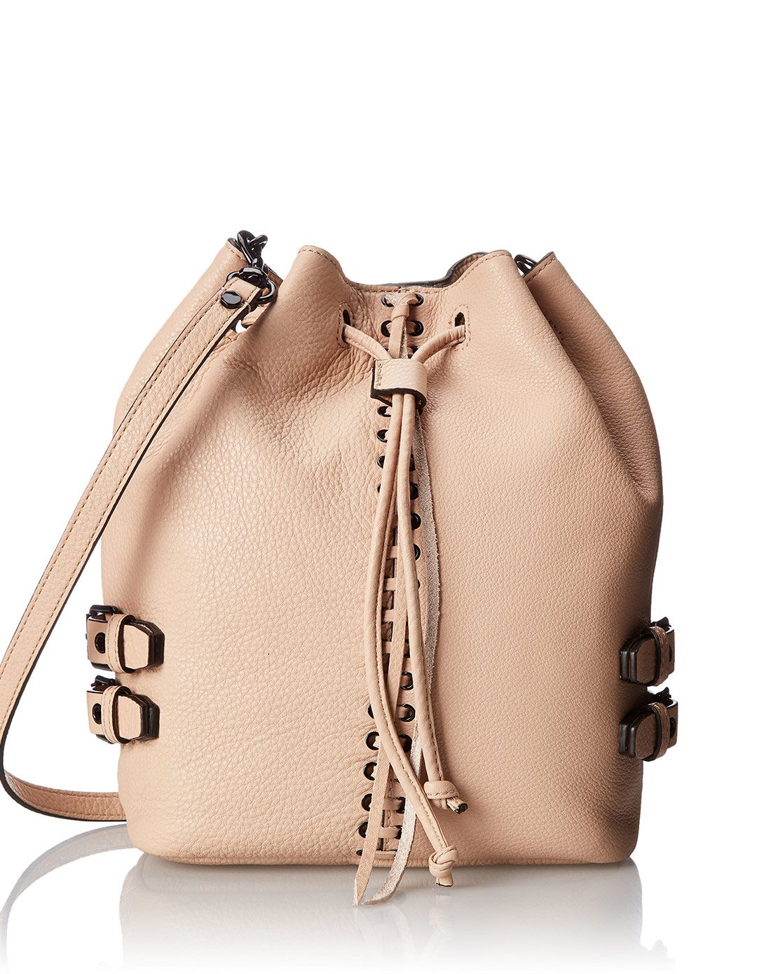 rebecca minkoff女士纯皮拿铁色水桶包