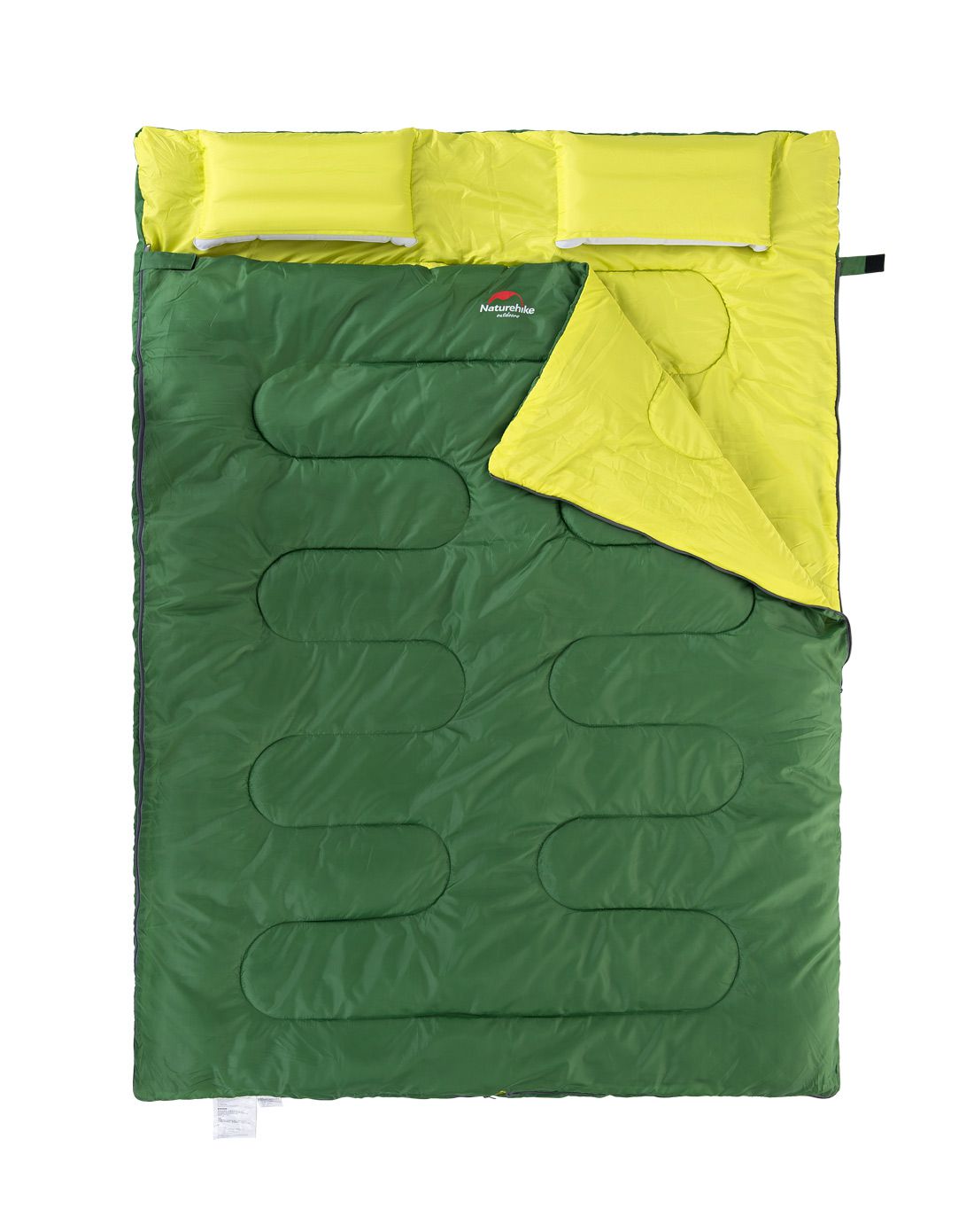 双人大空间 中性树顶绿双人睡袋 上下双开带枕