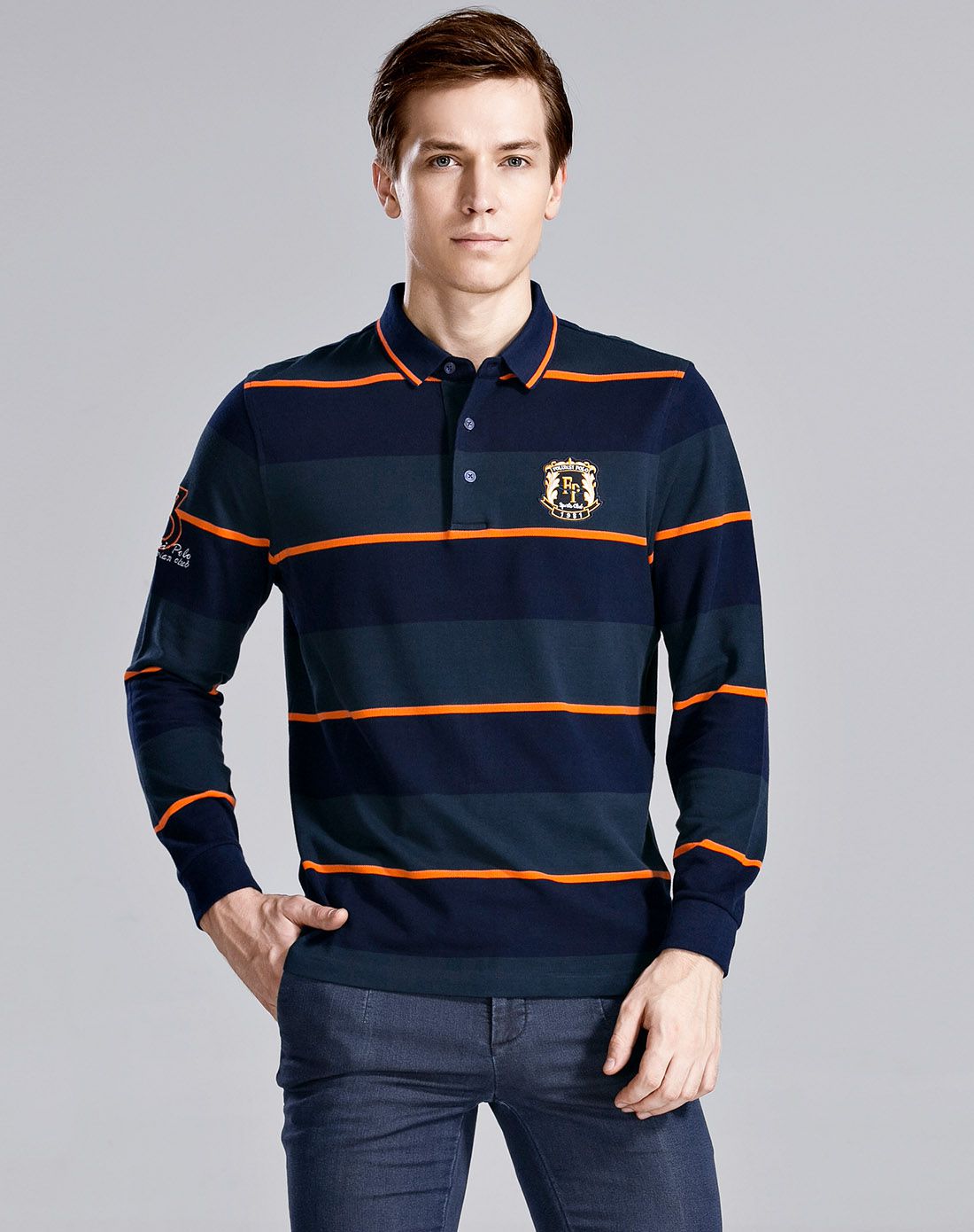 佛伦斯folunsi大小条纹撞色长袖t恤f6p520230869_唯品会