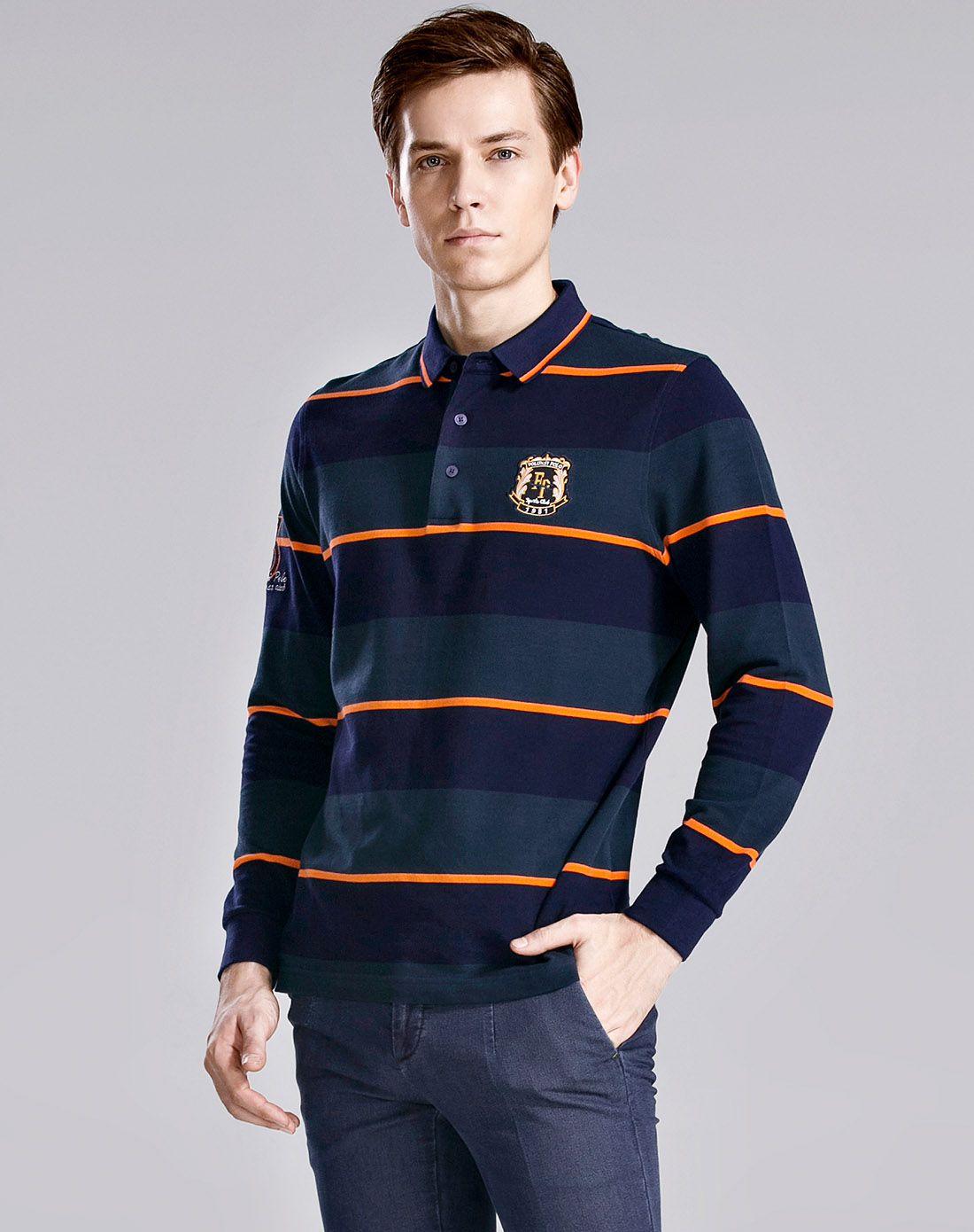 佛伦斯folunsi大小条纹撞色长袖t恤f6p520230869_唯品会