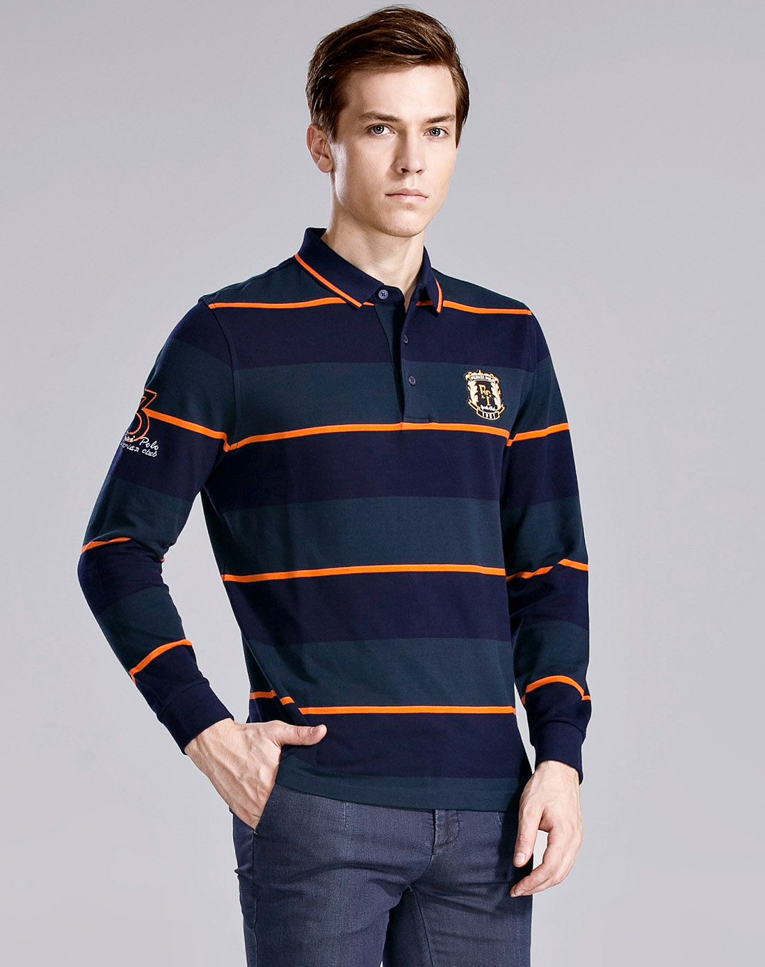 佛伦斯folunsi大小条纹撞色长袖t恤f6p520230869_唯品会