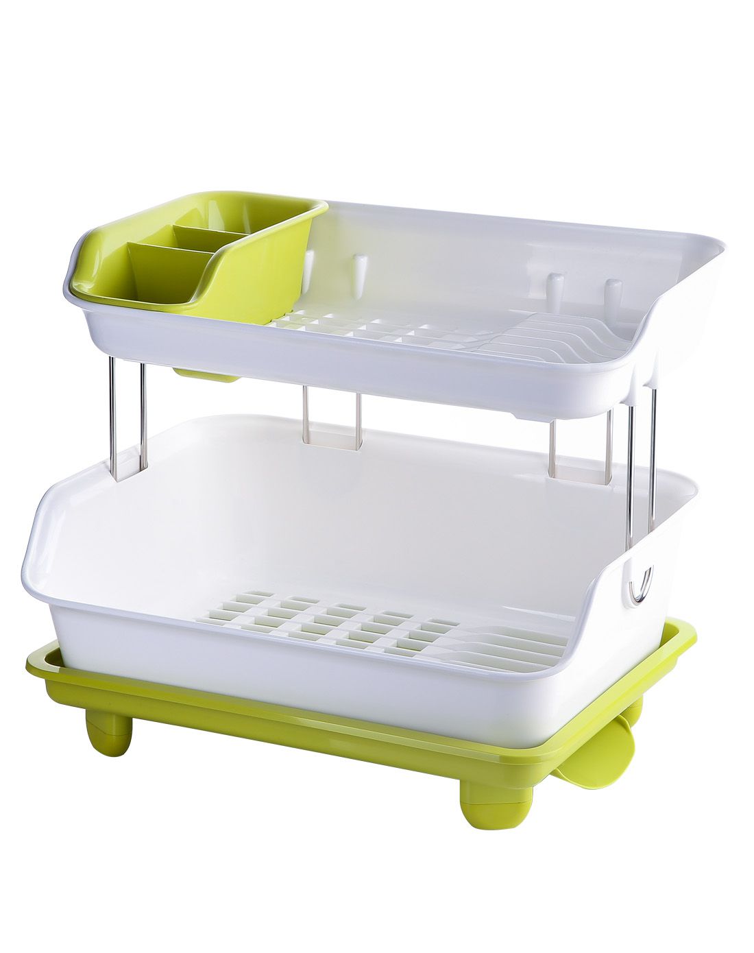 韩国进口 多功能双层沥水篮(白绿) 优质材质 做工精细