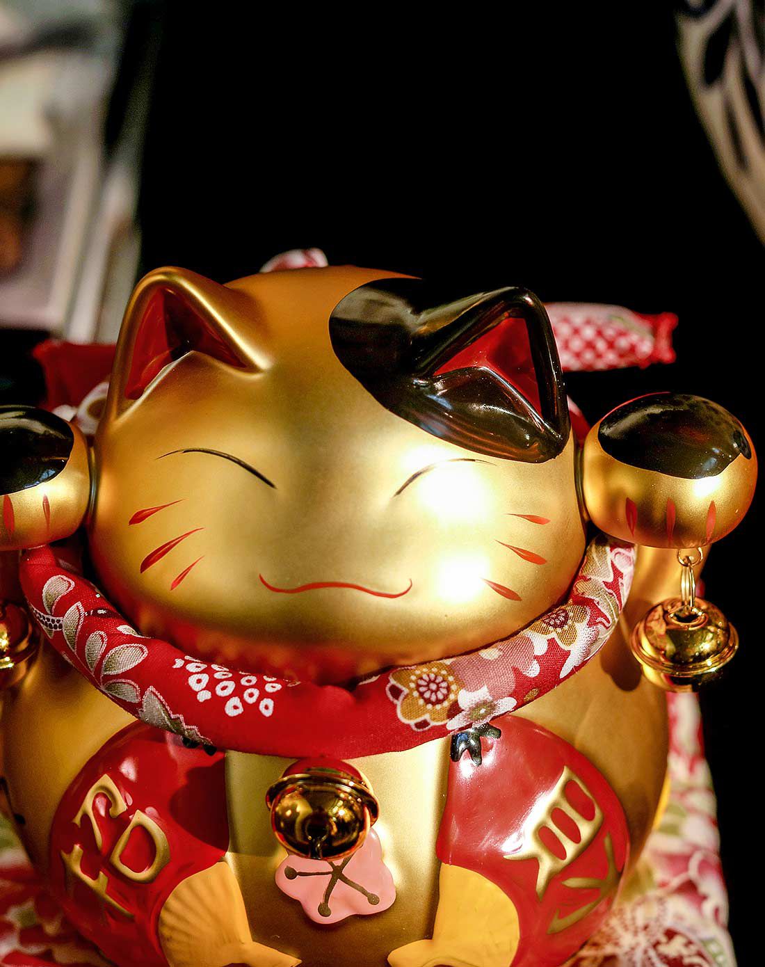 陶瓷存钱罐摆件招财猫 金色 小号