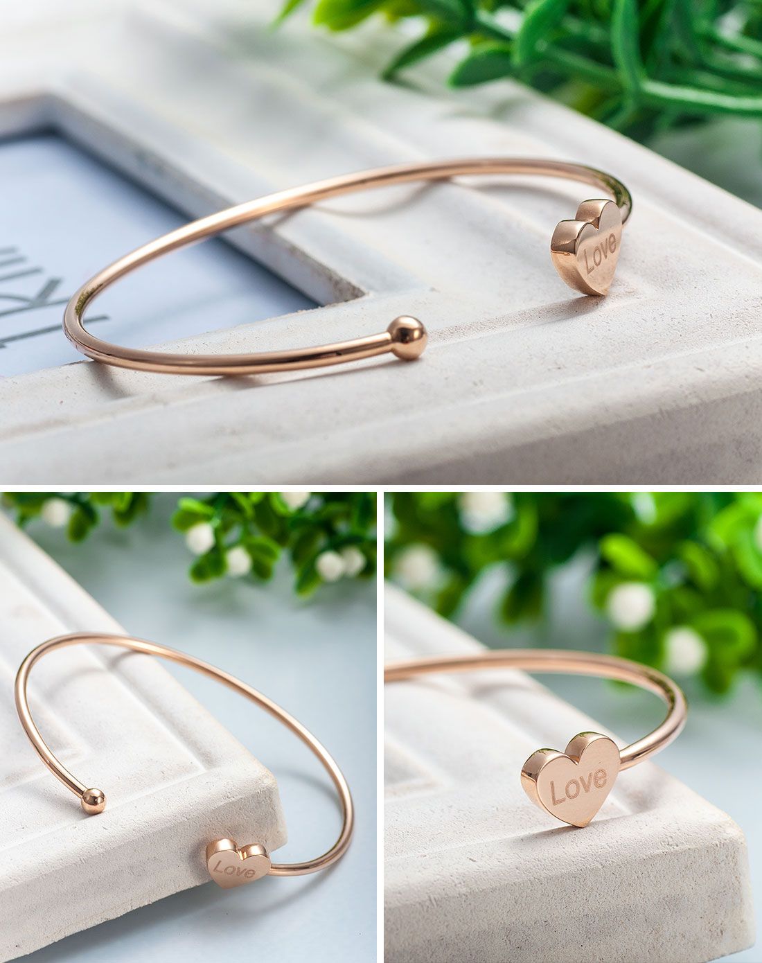 张万福zwf珠宝专场相亲相爱 18k玫瑰金爱心love手镯k-sz-xqxa_唯品会