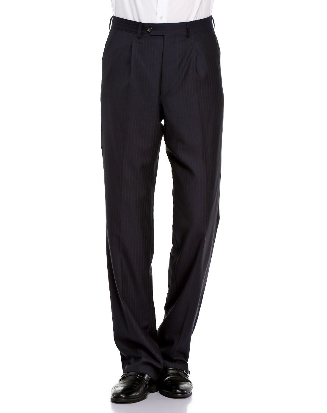 藏青色商务舒适长西裤