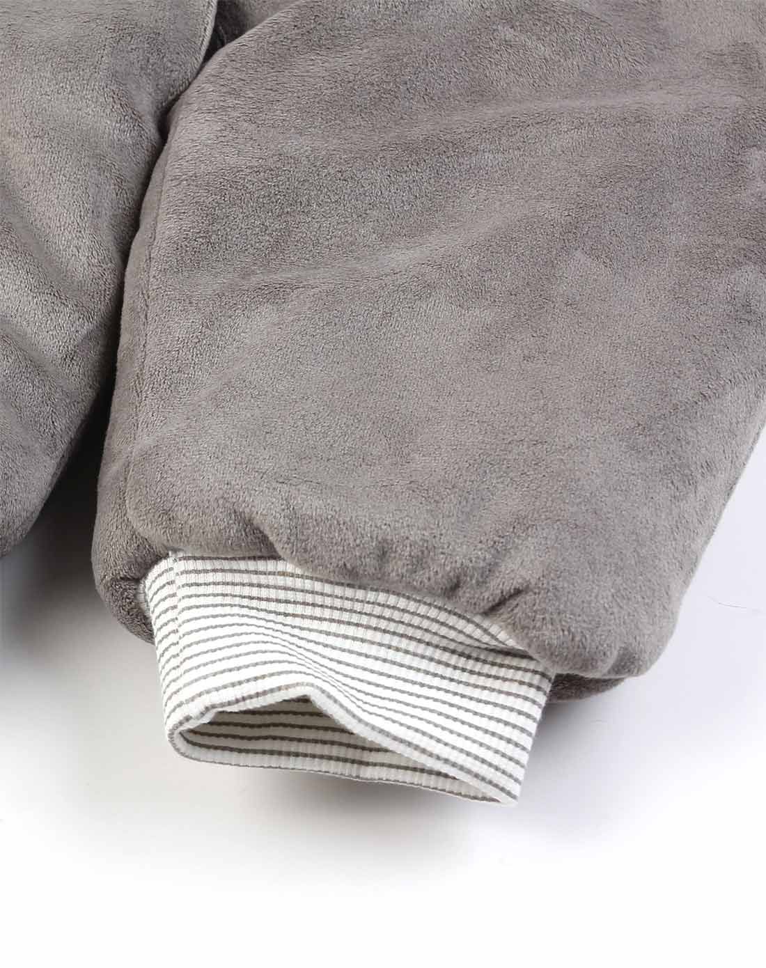 冬季中性厚棉灰色法兰绒英文字母闭档背带裤二件套