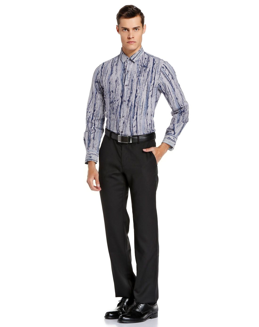 蓝/紫色时尚百搭长袖衬衫