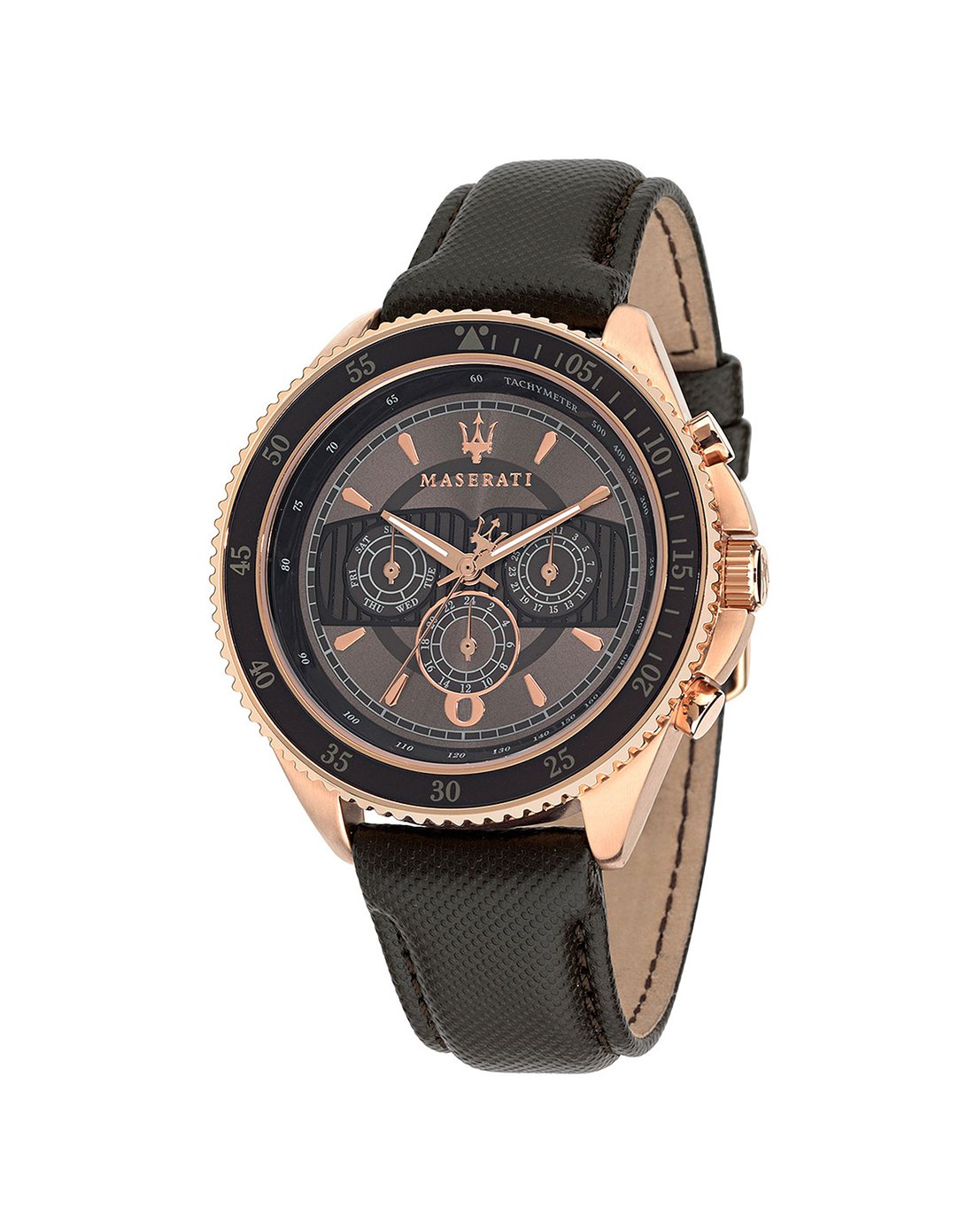 玛莎拉蒂男款至尊商务皮质表带石英腕表