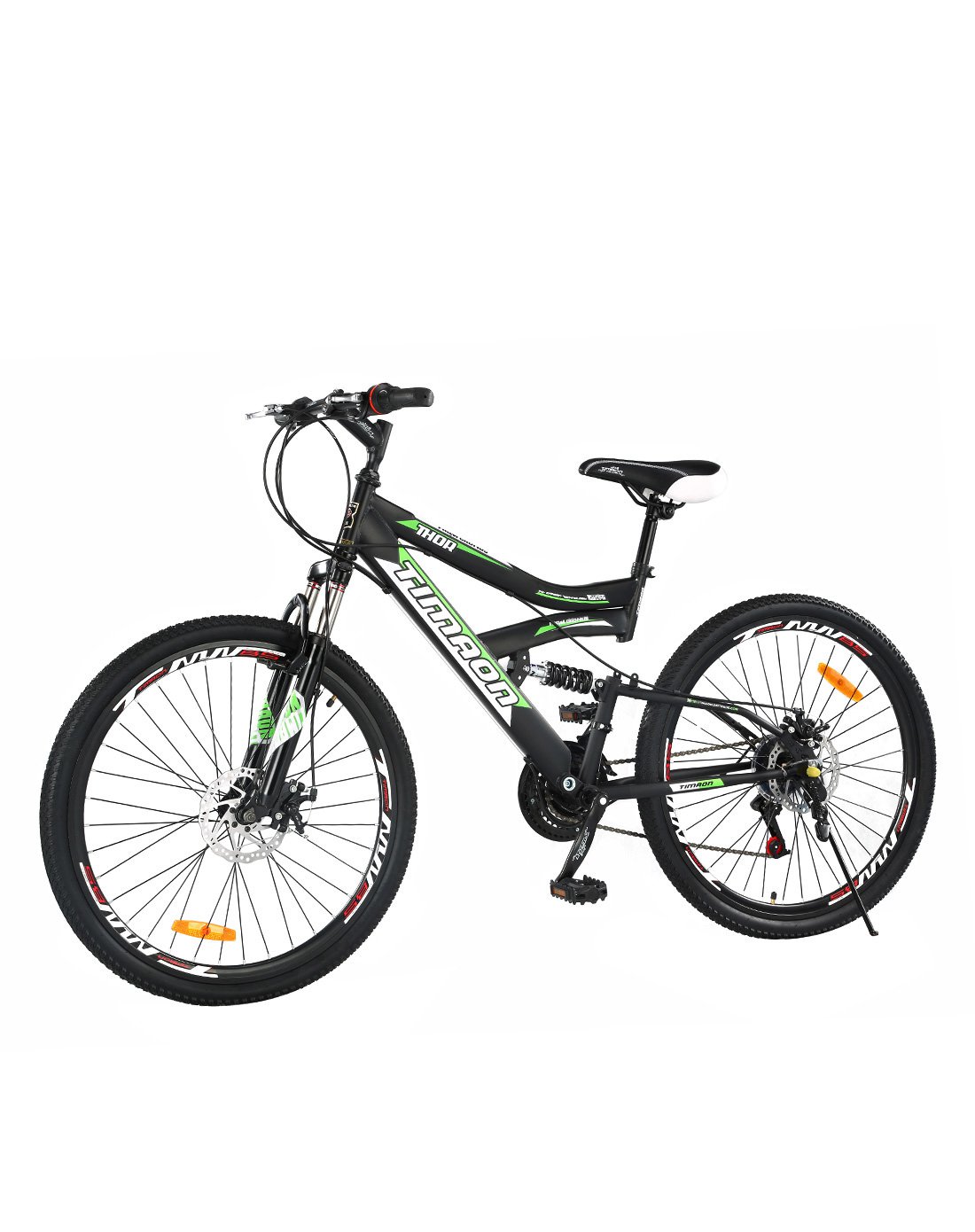 泰玛珑timaon自行车专场直发货timaon 26寸哑黑色双减震18s变速碟刹