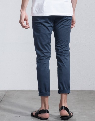 街头系列#深蓝低腰弹力小脚九分休闲裤