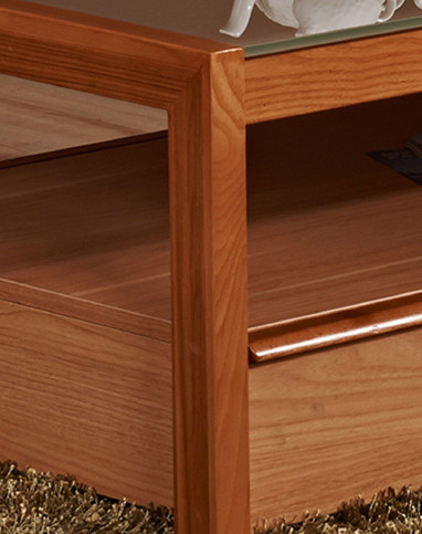 简约实木颗粒板1.2米茶几黄胡桃色