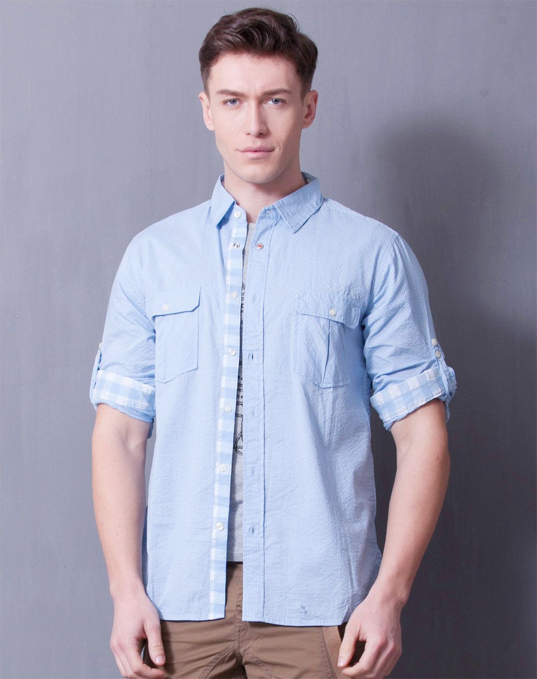 男式冰蓝色 衬衫