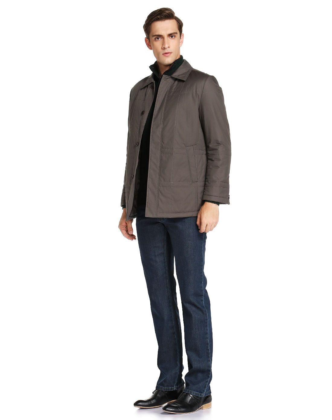 尼诺里拉ninoriva男装专场 > 灰咖啡色绅士时尚长袖棉服