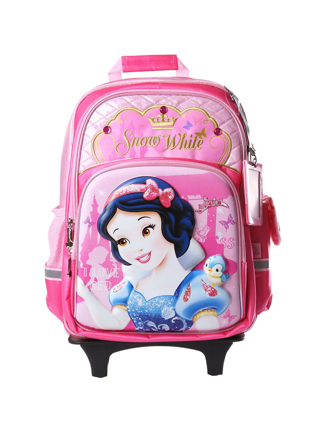 迪士尼disney公主系列儿童拉杆书包桃红