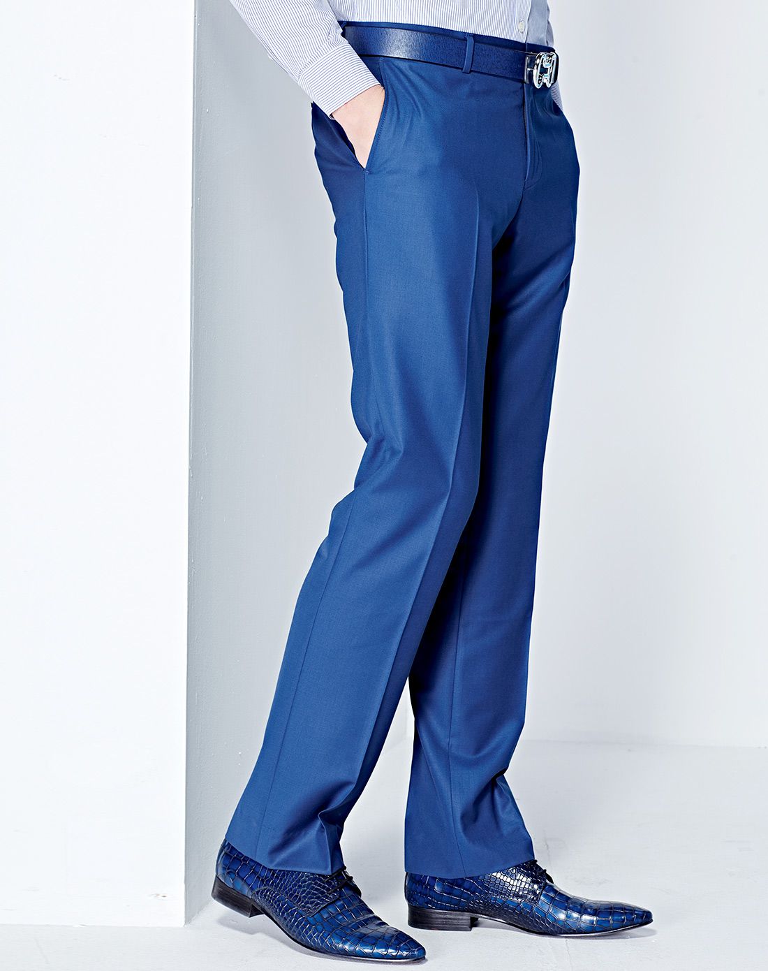 蓝色正装商务休闲西裤