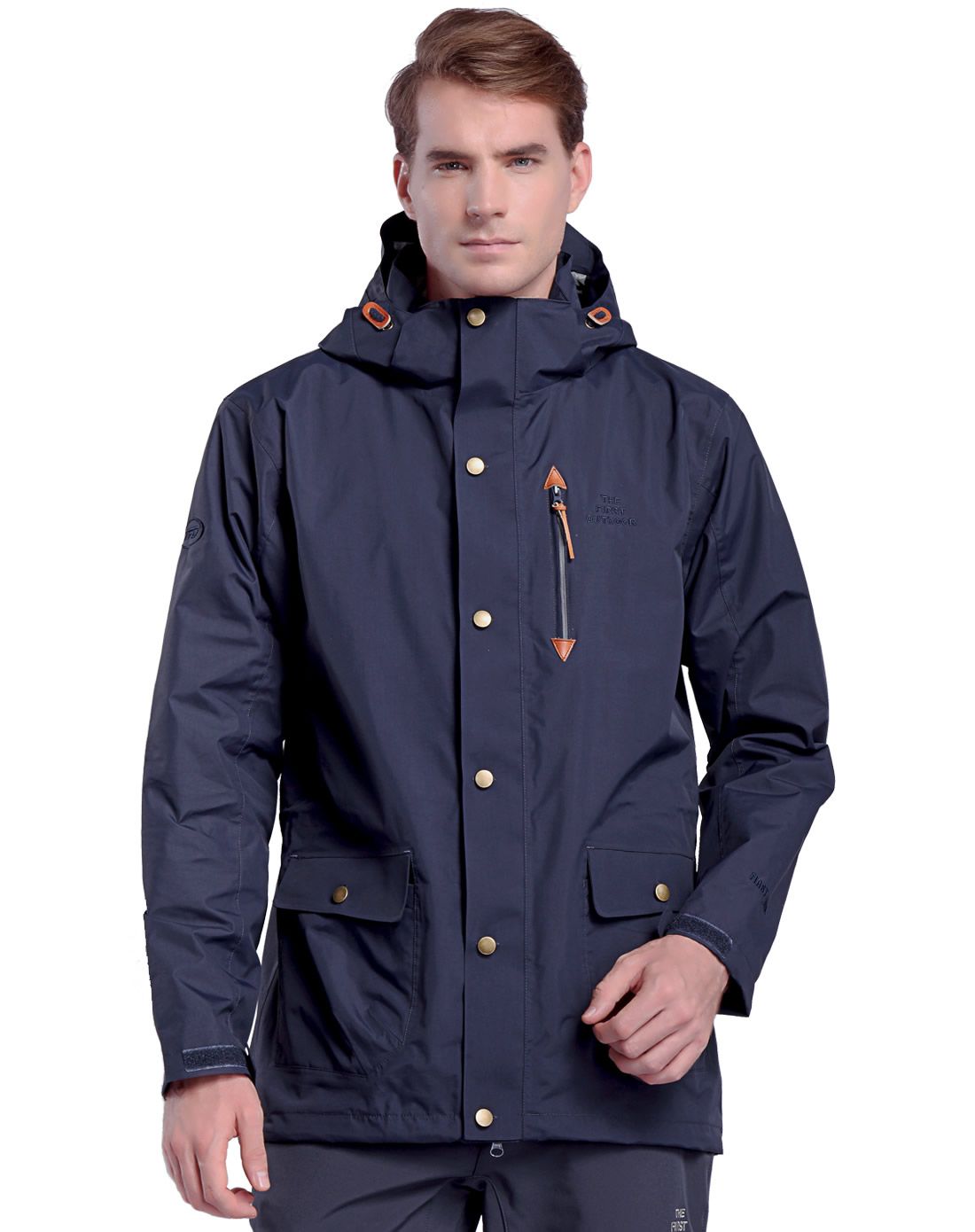 第四代防水透气 男士藏蓝中长款单件冲锋衣 特色加长防风帽