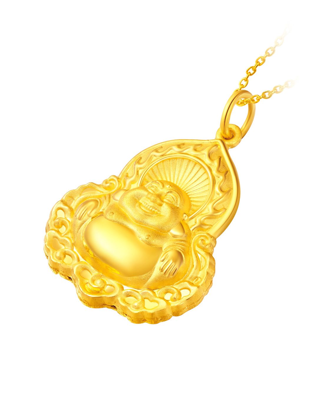 周大福 【专柜同款】笑面弥勒佛黄金吊坠(计价)