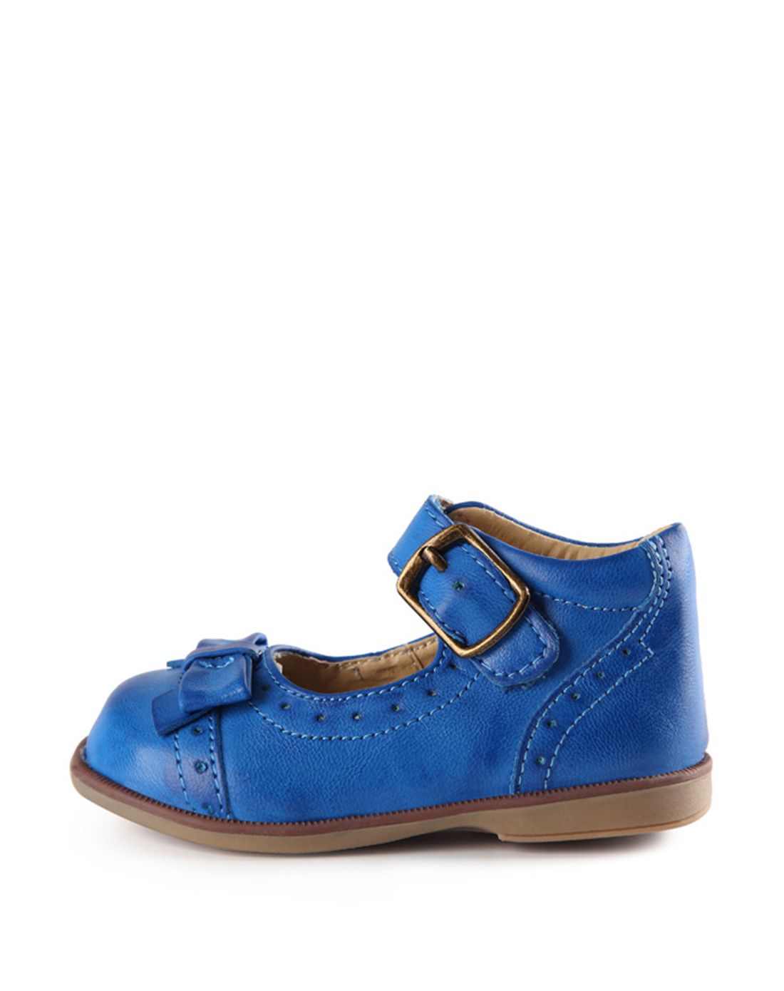 女童蓝色磨砂pu搭扣小皮鞋【20-26】