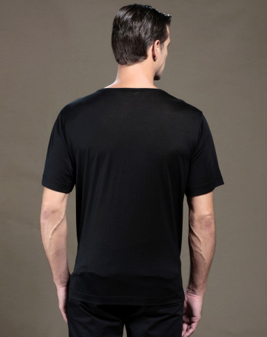 100%桑蚕丝黑色/三色可选舒适简洁针织短袖上衣