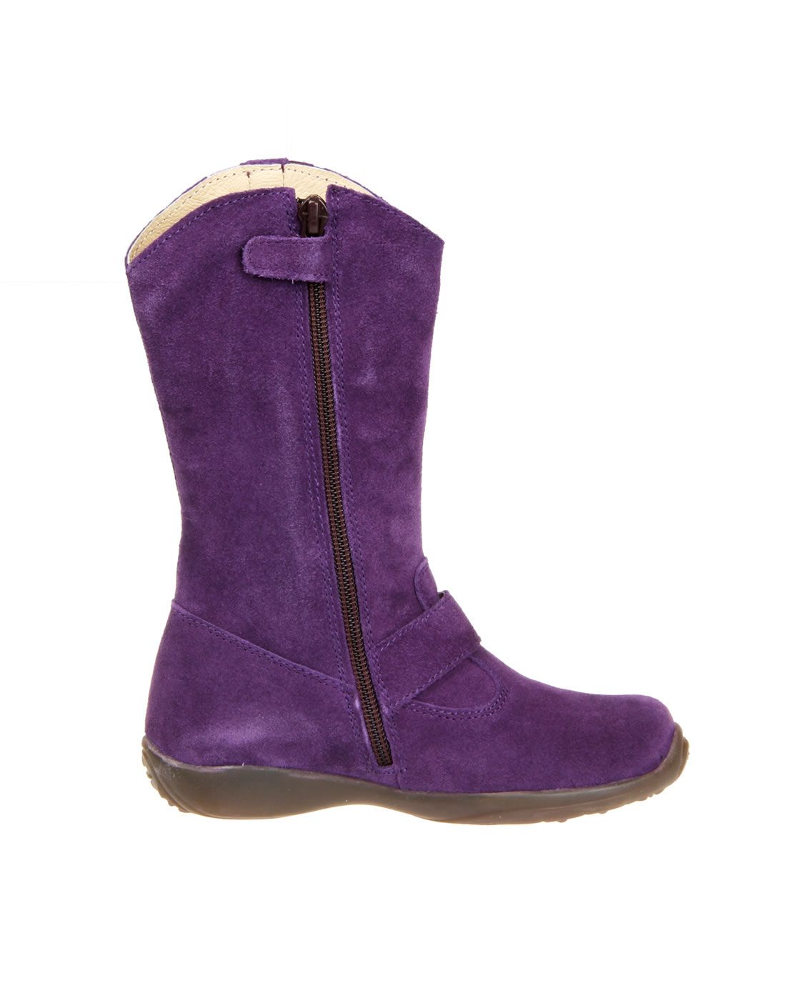 女童紫色桃心加绒高筒靴