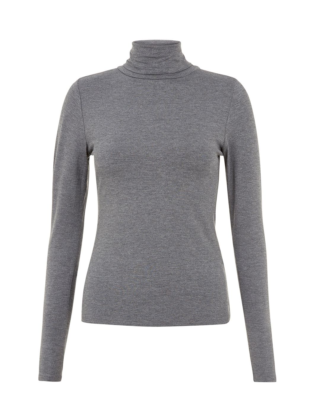 new look女款炭灰色高领长袖t恤