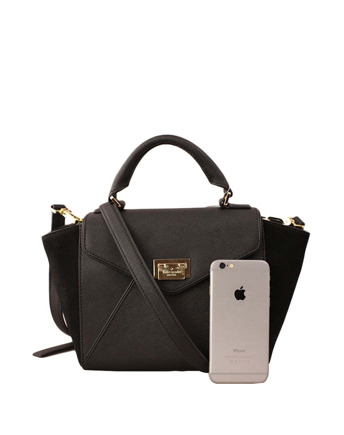 > kate spade女款small laurel 系列 信封耳朵包 黑色