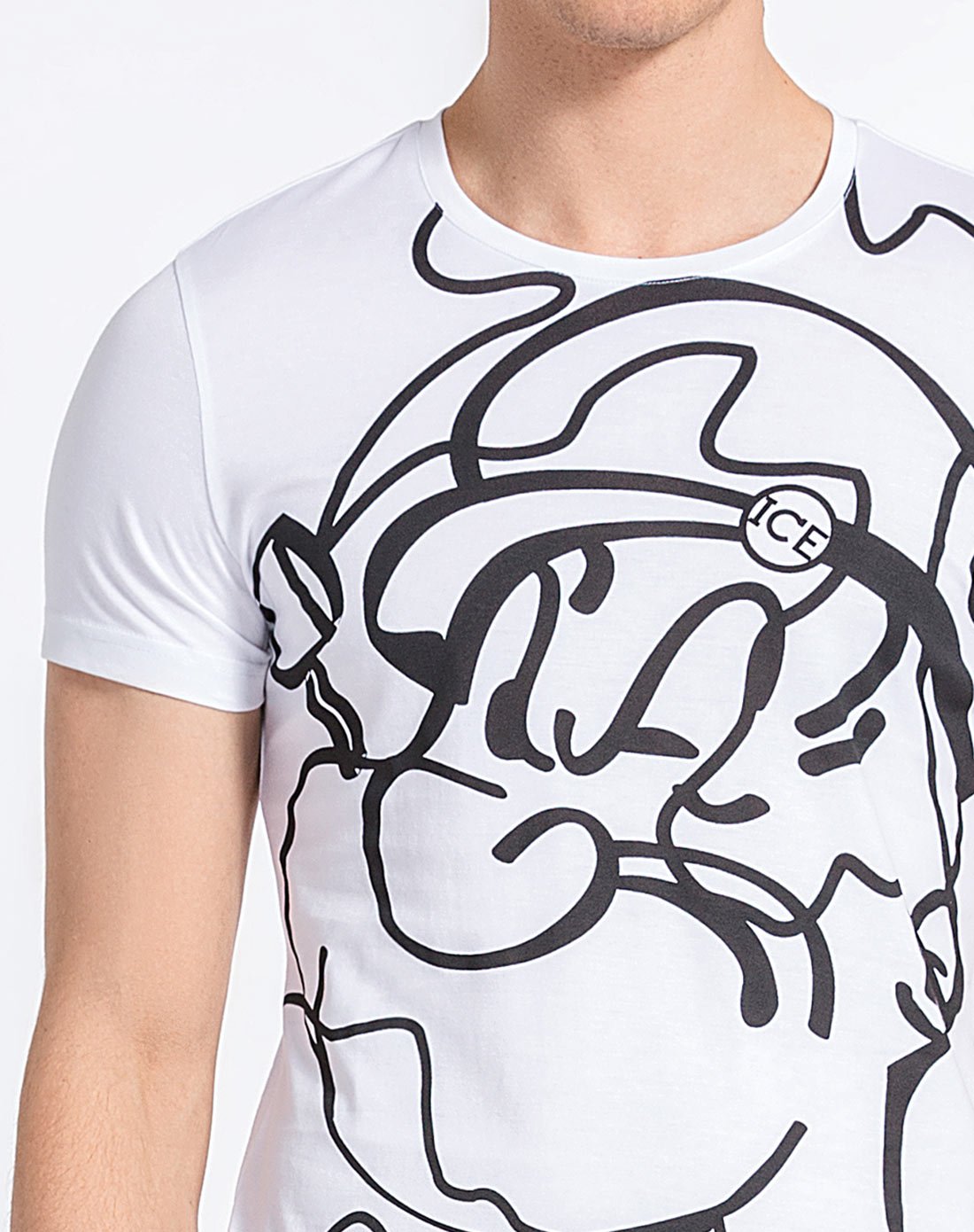 男白色卡通大图案时尚短袖t恤