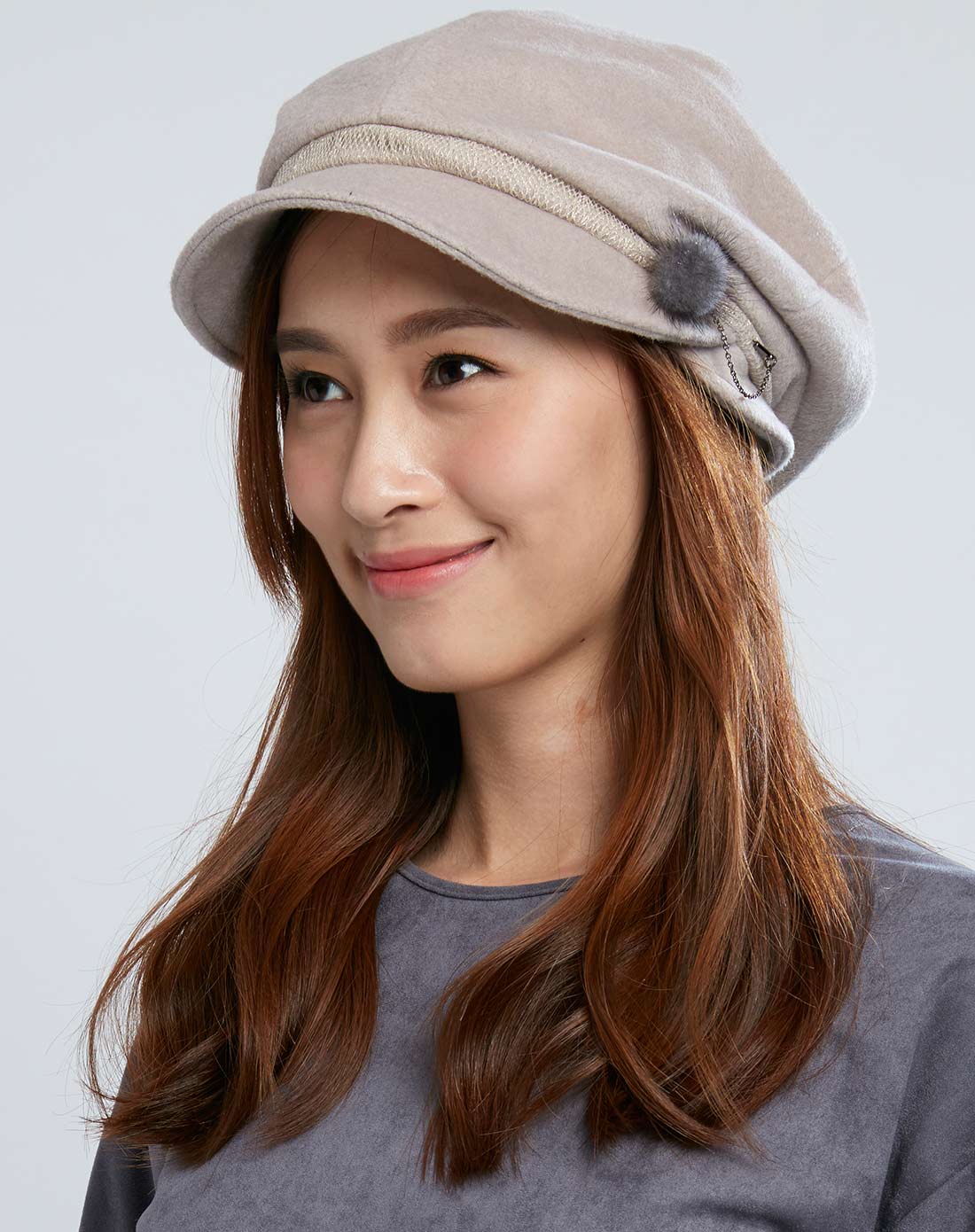 乐为comme la vie配饰专场特惠 秋冬女士羊毛呢淑女帽14fb255-03_唯品