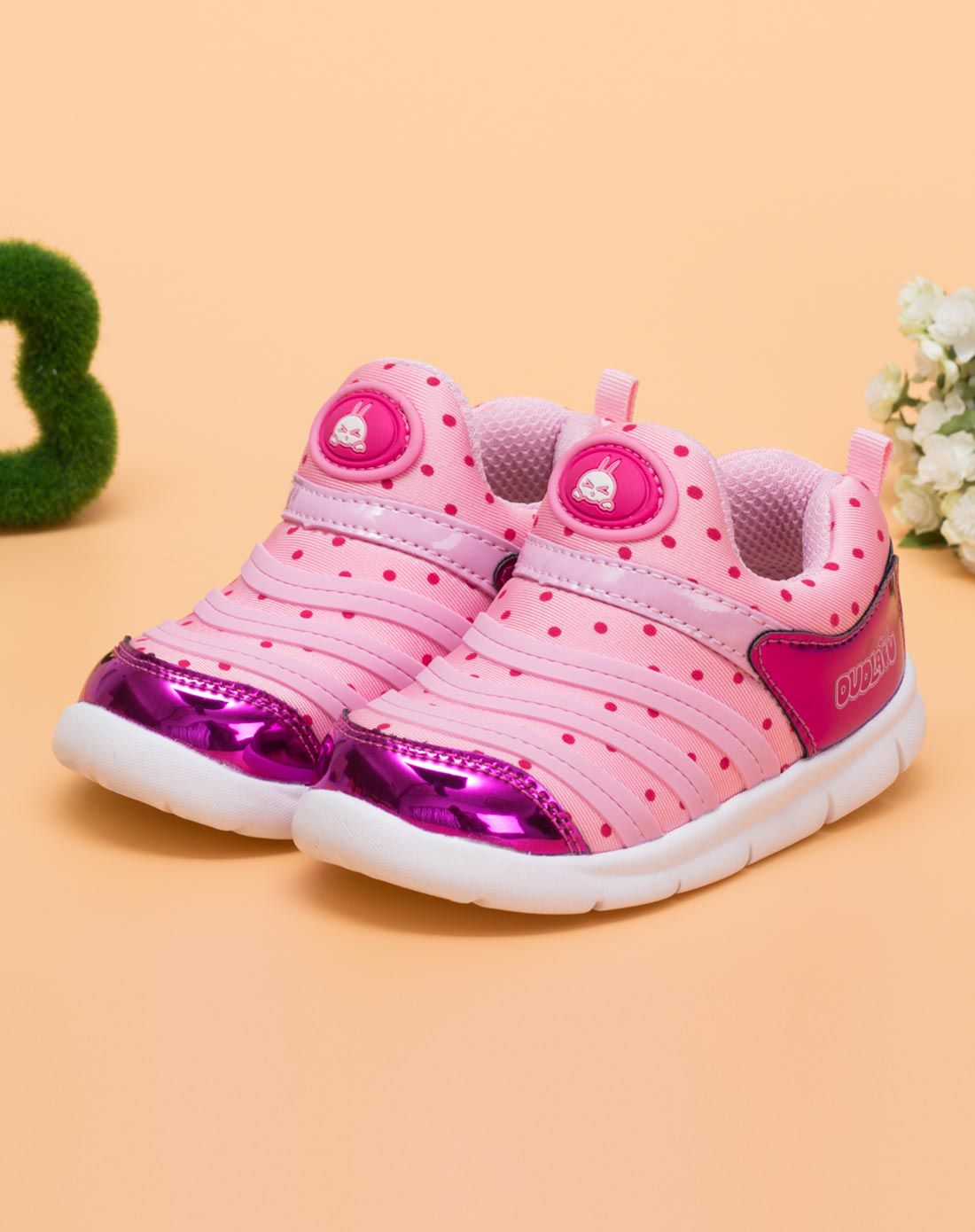 哆啦兔duolatu男女童鞋专场女童粉色宝宝毛毛虫款机能鞋d2632220127