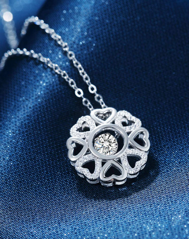 winy s925银八心八箭锆石项链 心缘相恋