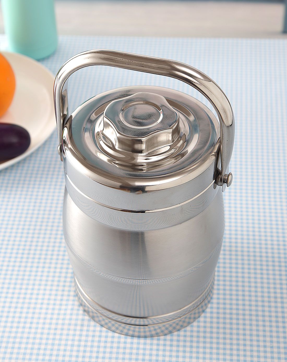 2l不锈钢鼓型带提手双层真空保温提锅