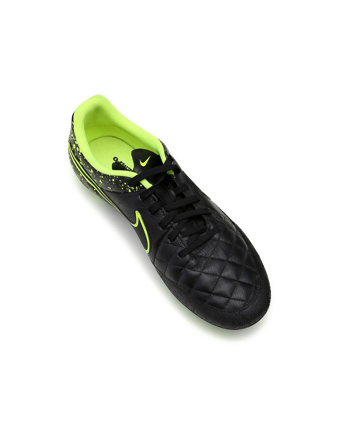 tiempo 男款黑配荧光黄色足球鞋 耐磨抓地