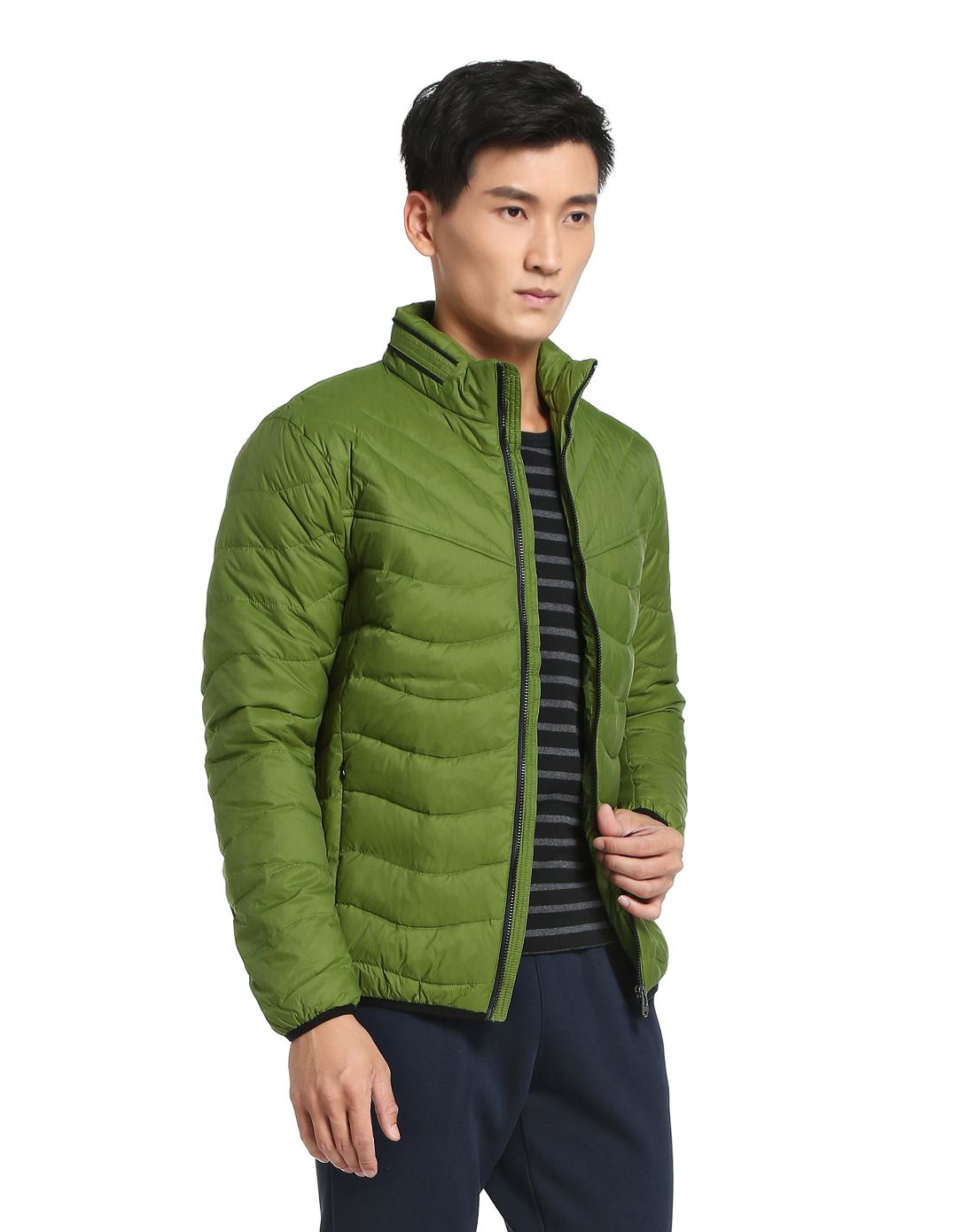 防寒锁温 男款绿色长袖羽绒服