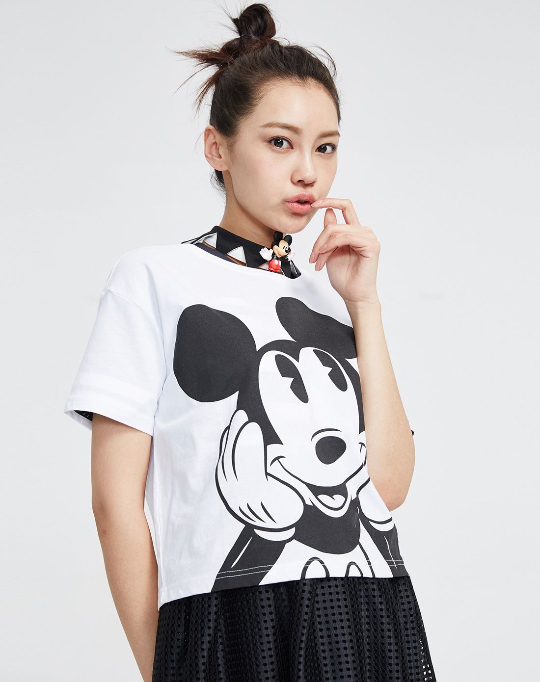16夏1女mtee迪士尼短款米奇图案短袖恤