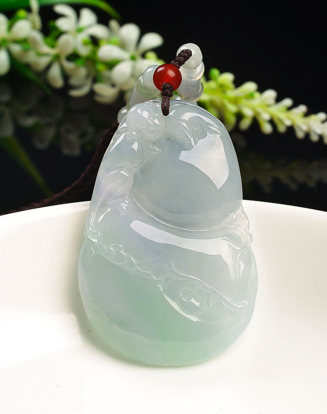 冰糯种莹润淡雅福禄寿天然翡翠a货挂件