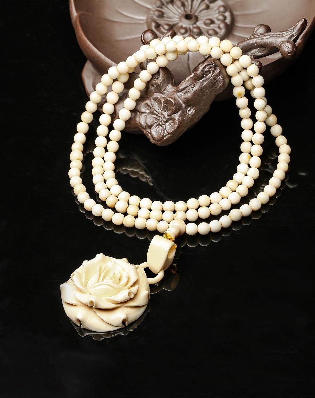 aznavour玉器专场精品猛犸象牙花开富贵项链gzgj03718_唯品会