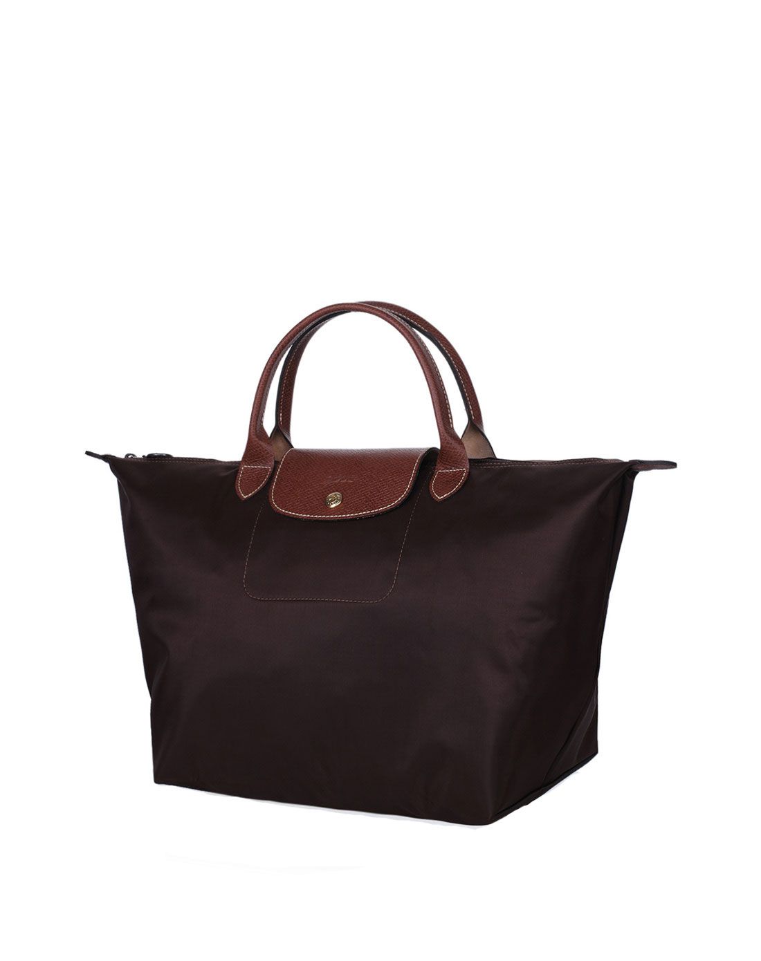 longchamp巧克力色短柄大号折叠包