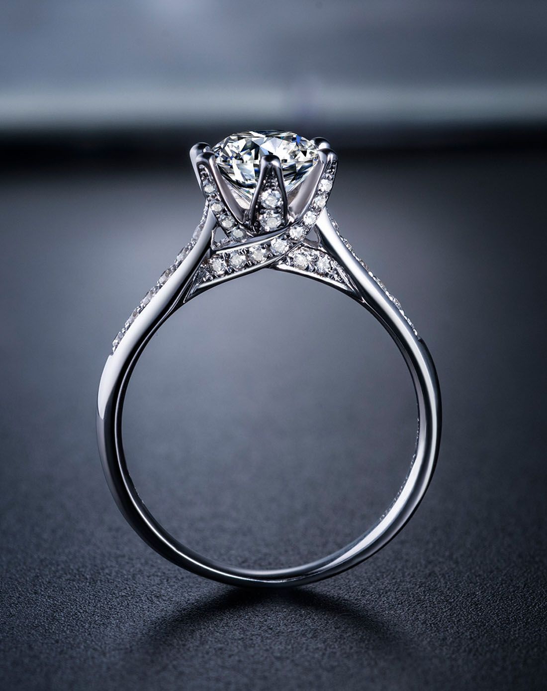 5克拉fg色钻石女戒指升级版皇冠六爪